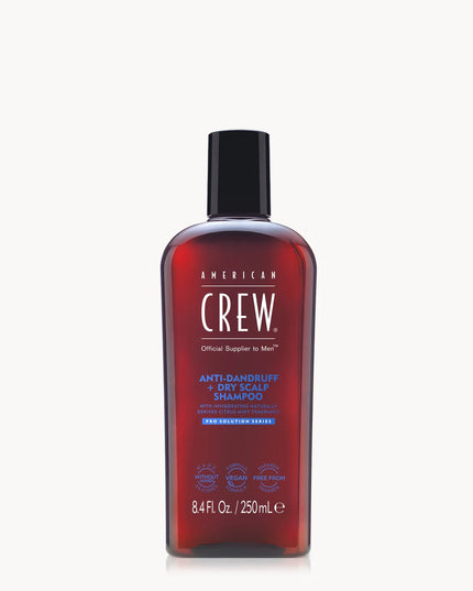 The American Crew Anti-Dandruff + Dry Scalp Shampoo, relieves any irritating itch and helps prevent dandruff and dry scalp. Leaves hair feeling refreshed, hydrated, and manageable. It contains powerful cleansing ingredients formulated to keep the scalp clean, healthy, and flake-free by washing away excess oils, and irritants that lead to dandruff, while simultaneously moisturizing to combat possible dry scalp symptoms.