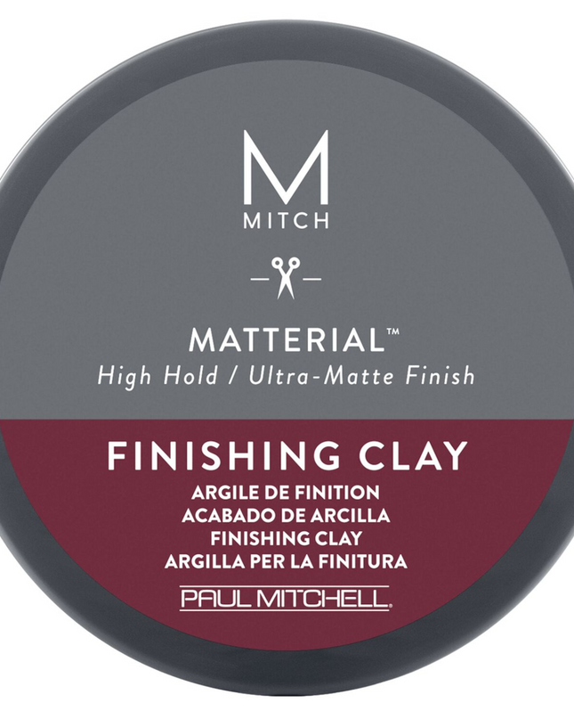 Mitch Matterial Strong. Modern. Matte. Make hair look and feel thicker with this powerful styling clay. Strong grip bulks up texture without weighing it down. The no-shine formula leaves a dry, ultra-matte finish.