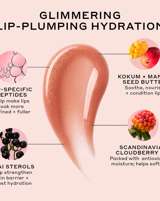 The viral lip treatment, now in a new glimmer finish. Sparkling & lipcare, infused with lip-specific peptides and kokum butter, for clinically fuller-looking lips in just 1 week.*