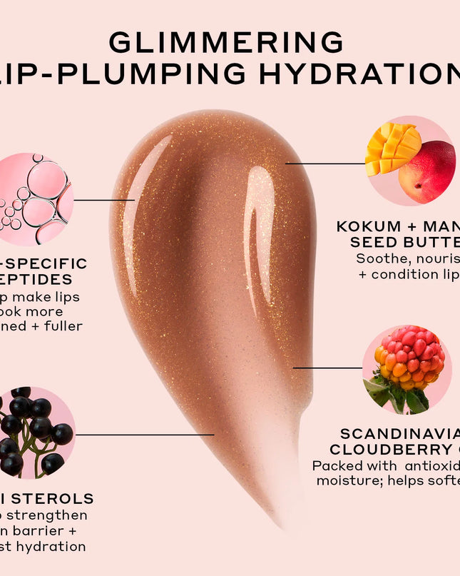 The viral lip treatment, now in a new glimmer finish. Sparkling lipcare, infused with lip-specific peptides and kokum butter, for clinically fuller-looking lips in just 1 week.*