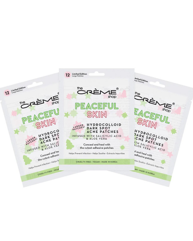 Our Hydrocolloid Acne Patches are an easy and pain-free solution for pesky pimples. They help conceal pimples and extract impurities. Hydrocolloid patches work by pulling out excess oil while helping to heal tissue around the infected area. Infused with Salicylic Acid and Aloe Vera to help clarify and alleviate inflammation. INCLUDES 36 HYDROCOLLOID ACNE PATCHES!