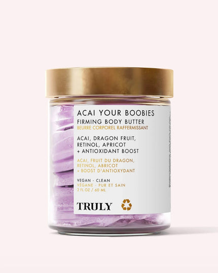 Perk up your pair with Acai Your Boobies whipped butter! It’s designed to smooth skin and nips while also tightening and firming your twins! It also helps reduce the appearance of stretch marks and fine lines for a youthful perky chest!