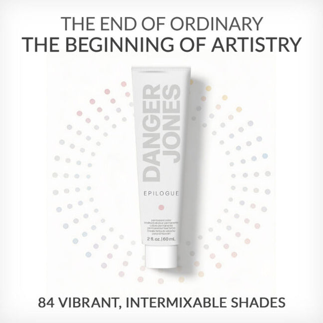 EPILOGUE permanent hair color by Danger Jones. More than just color, it's a turning point for our industry. With a reparative formula that enhances shine while giving you the 100% grey coverage you'd expect. Treat your clients and yourself to the last permanent color you'll ever use.