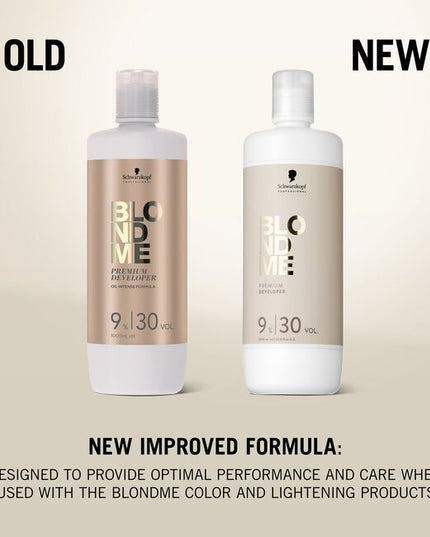 With an enhanced formulation containing glycerin, known for its caring properties, BLONDME 12%/40 Volume Premium Developer is specially developed for the precise application of lightening products. When used with BLONDME Lighteners, Swell Control Technology ensures optimal precision and controlled lightening results. This premium developer is designed to provide optimal performance and care when used with BLONDME color and lightening products.