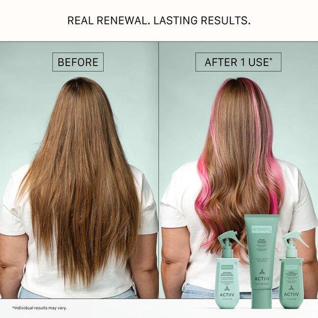 REPAIIR All-In-One Protectant is the final step in the INTEGRITYrx™ Hair Renewal System. This lightweight leave-in treatment helps protect against heat styling, reduce frizz and static, improve manageability, and visibly reduce the appearance of split ends while helping maintain healthier-looking hair between salon visits.Designed for daily use on all hair types, it delivers professional care with every application.