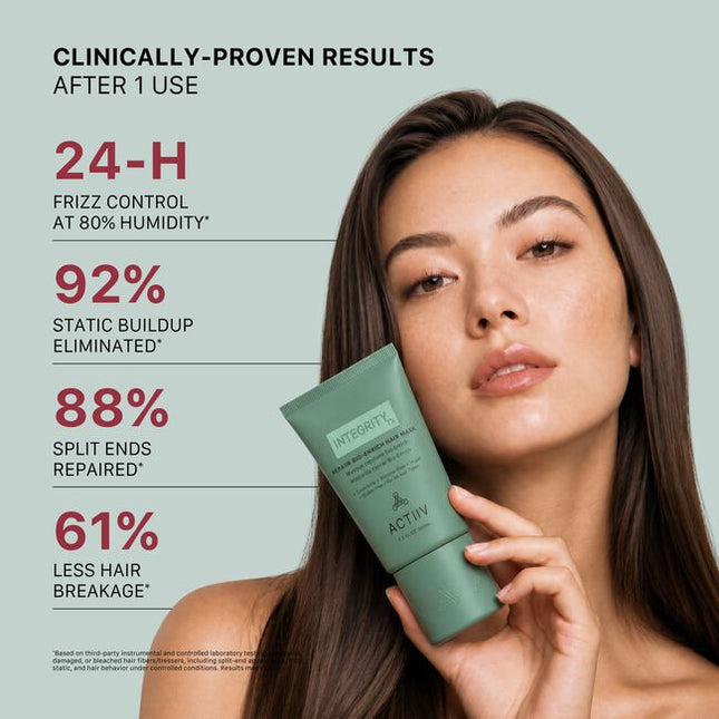 REPAIIR Bio-Enrich Hair Mask is the second step in the INTEGRITYrx™ Hair Renewal System. This intensive treatment helps replenish moisture, improve softness, and visibly reduce the appearance of damage after chemical services while supporting healthier-looking hair with every use. Perfect for maintaining professional results between salon visits, this weekly treatment helps leave hair feeling softer, smoother, and easier to manage.