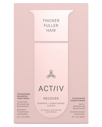 Actiiv's Recover line is a 2-step, shampoo-based hair treatment system for men and women experiencing hair loss or wanting to target and combat hair loss early. Using the science of nutraceuticals (natural, plant-based compounds), our Recover products are able to target hair loss and thinning at the source. Our Recover line is a simple shampoo and conditioning process that only needs to be used every other day for 5 minutes in the shower!