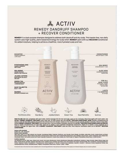 Remedy Dandruff Shampoo is an invigorating, sulfate-free anti-dandruff treatment formulated to refresh the scalp and reduce visible flakes. It’s designed for daily or as-needed use, and leaves both scalp and hair feeling revitalized. It's suitable for all hair types, including color-treated hair.