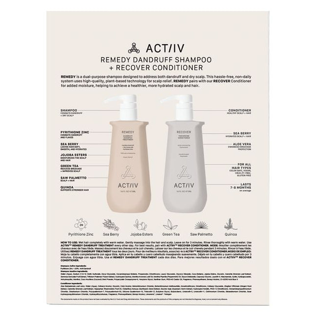 Remedy Dandruff Shampoo is an invigorating, sulfate-free anti-dandruff treatment formulated to refresh the scalp and reduce visible flakes. It’s designed for daily or as-needed use, and leaves both scalp and hair feeling revitalized. It's suitable for all hair types, including color-treated hair.