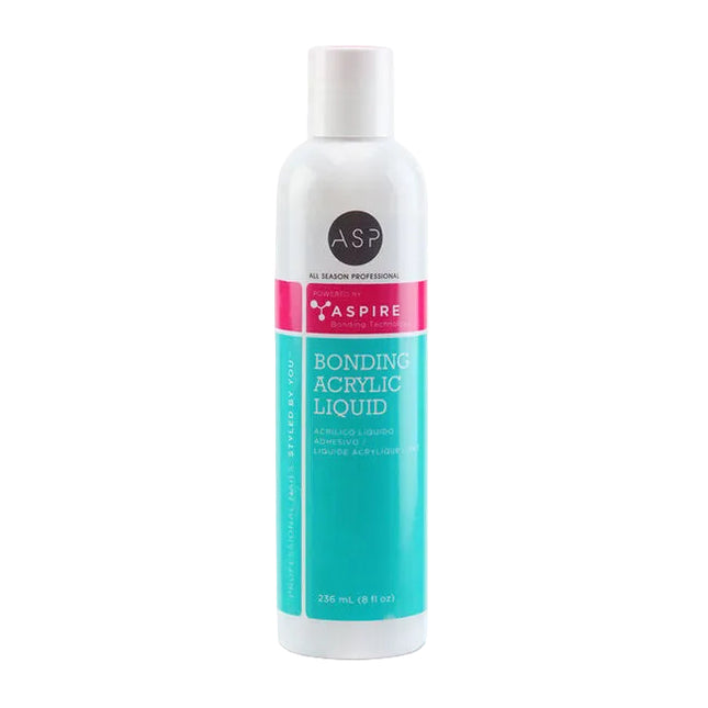 ASP Bonding Acrylic Liquid is an adhesive acrylic liquid that does not require a primer. It creates beautiful crystal clear nails when used with ASP Aspire Acrylic Bonding Powder. Professional quality.