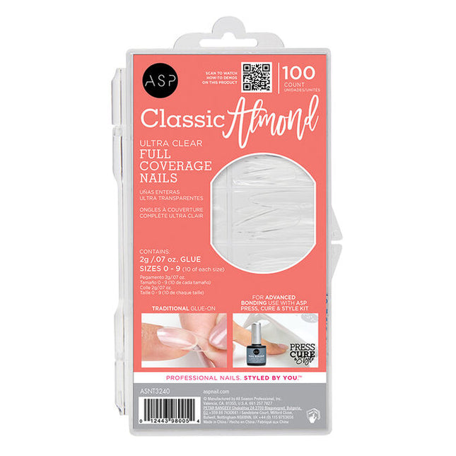 Full coverage nails to transform your nails into a stunning salon look. Classic almond shape gives you a modern short trending shape, yet classic at the same time. Can be adhered with ASP Nail Glue or ASP Builder Gel.