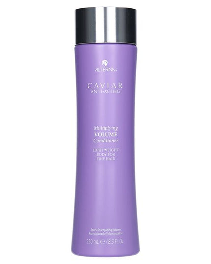 Alterna Caviar Anti-Aging Multiplying Volume Conditioner is a rich conditioner that helps seal in moisture, give long lasting body and lightweight moisture. Formulated with Alterna's signature caviar extract and volume-building Marine Plumping Complex, this formula helps fine, limp hair have fullness, body and lightweight volume while retaining hair's moisture. Regimen is proven to instantly deliver more fullness and volume, leaving hair looking and feeling healthy vs. untreated hair.