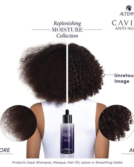 A luxurious, multi-benefit hair oil that leaves the hair feeling nourished and provides 1.5x shine*. It also fights frizz for up to 72 hours, offers heat protection for up to 450°F/ 230°C, and does not leave hair feeling greasy or weighed down.