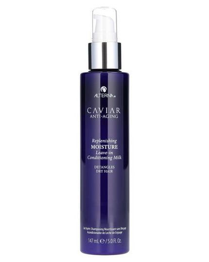 Alterna Caviar Anti-Aging Replenishing Leave-in Conditioning Milk is a nourishing leave-in conditioner specially formulated for aging hair using the same proven ingredients and technologies as Alterna's top-selling Caviar Replenishing Moisture Shampoo and Conditioner. The ultra nourishing formula leaves dry hair soft, silky, and smooth.