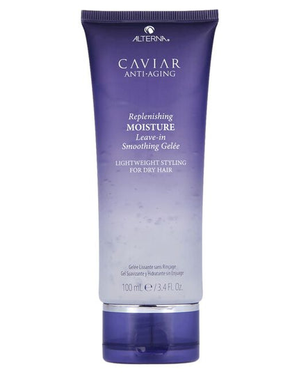 Alterna Caviar Anti-Aging Replenishing Moisture Leave-In Smoothing Gelee is a transformative gelee that provides instant smooth perfection on all hair types. This lightweight surge of hydration conditions the hair, smoothing unwanted frizz and providing light definition with high shine. Use this versatile formula on wet hair before air drying or heat styling, or on dry hair for instant perfection.