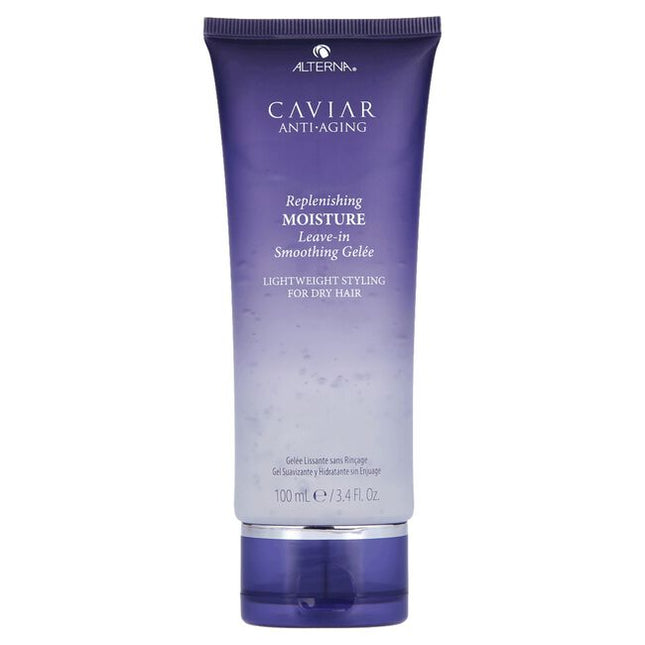 Alterna Caviar Anti-Aging Replenishing Moisture Leave-In Smoothing Gelee is a transformative gelee that provides instant smooth perfection on all hair types. This lightweight surge of hydration conditions the hair, smoothing unwanted frizz and providing light definition with high shine. Use this versatile formula on wet hair before air drying or heat styling, or on dry hair for instant perfection.