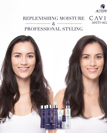 Alterna Caviar Anti-Aging Replenishing Moisture Priming Leave-in Conditioner is a lightweight, leave-in conditioning spray, formulated with Moisture Restoring Complex, to detangle &amp; prime fine, dry hair, providing heat protection &amp; a barrier to humidity for frizz control &amp; style retention. Hair is left moisturized, manageable healthy, without added weight.