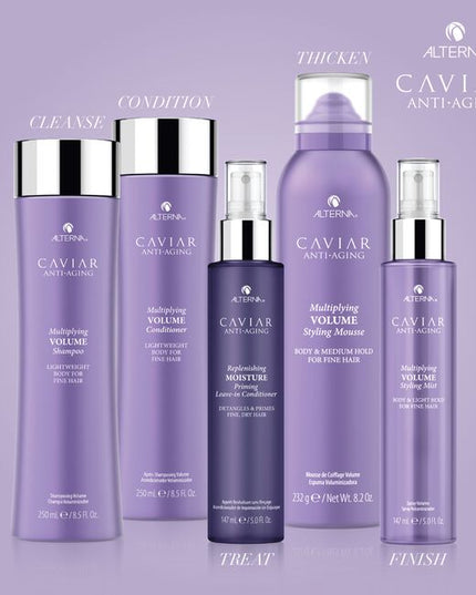 Alterna Caviar Anti-Aging Replenishing Moisture Priming Leave-in Conditioner is a lightweight, leave-in conditioning spray, formulated with Moisture Restoring Complex, to detangle &amp; prime fine, dry hair, providing heat protection &amp; a barrier to humidity for frizz control &amp; style retention. Hair is left moisturized, manageable healthy, without added weight.