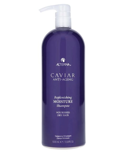 Alterna Caviar Anti-Aging Replenishing Moisture Shampoo attracts, retains and rebalances moisture while protecting color, and improving the overall performance of dry, brittle hair. Formulated with Seasilk, Color Hold and UVA/UVB protection to shield from color fade, daily stresses and future damage. Incorporates Alterna's Age-Control Complex that includes caviar extract, vitamin C and cytokines for stronger, healthier, younger looking hair.