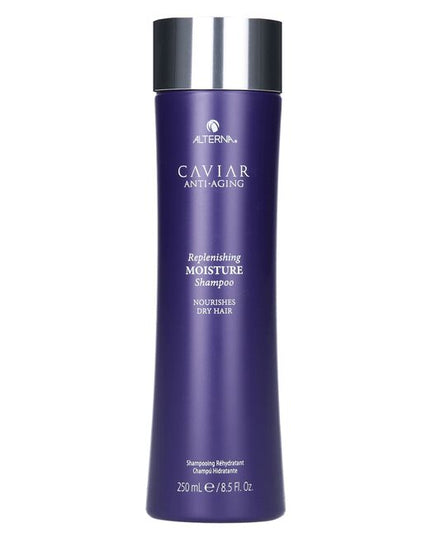 Alterna Caviar Anti-Aging Replenishing Moisture Shampoo attracts, retains and rebalances moisture while protecting color, and improving the overall performance of dry, brittle hair. Formulated with Seasilk, Color Hold and UVA/UVB protection to shield from color fade, daily stresses and future damage. Incorporates Alterna's Age-Control Complex that includes caviar extract, vitamin C and cytokines for stronger, healthier, younger looking hair.