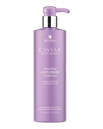 Alterna Caviar Anti-Aging Smoothing Anti-Frizz Conditioner is formulated with a proprietary Climate Shield Complex that controls humidity affecting hair to keep strands smooth, soft with less frizz for up to 72 hours.* Alterna's Caviar extract, rich in omega 3 fatty acids, proteins, minerals and Vitamins A, C and D help visibly improve the signs of aging hair: manageability, breakage, dryness &amp; dullness.