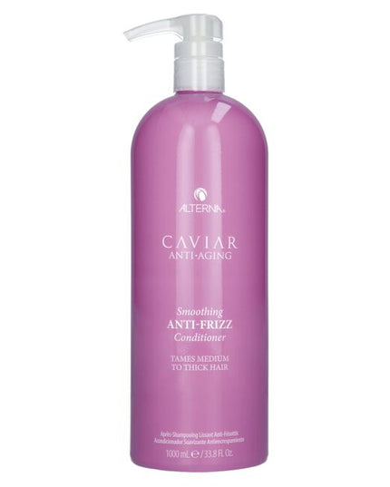 Alterna Caviar Anti-Aging Smoothing Anti-Frizz Conditioner is formulated with a proprietary Climate Shield Complex that controls humidity affecting hair to keep strands smooth, soft with less frizz for up to 72 hours.* Alterna's Caviar extract, rich in omega 3 fatty acids, proteins, minerals and Vitamins A, C and D help visibly improve the signs of aging hair: manageability, breakage, dryness &amp; dullness.