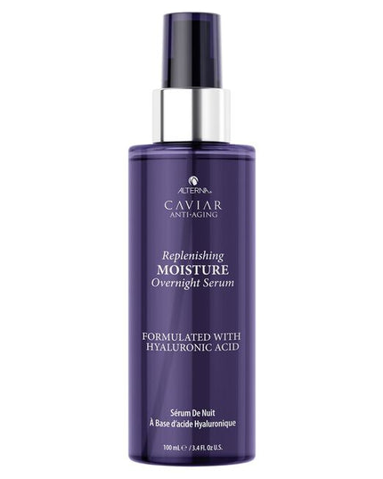 The Replenishing Moisture Overnight Serum is a non-greasy hair treatment that transforms dry, brittle hair overnight. It hydrates hair while you sleep, leaving dry hair feeling and looking nourished by morning. This pillow-safe formula doesn’t stain and protects or shields from thermal damage up to 450°F, making it an essential step in your nighttime ritual.