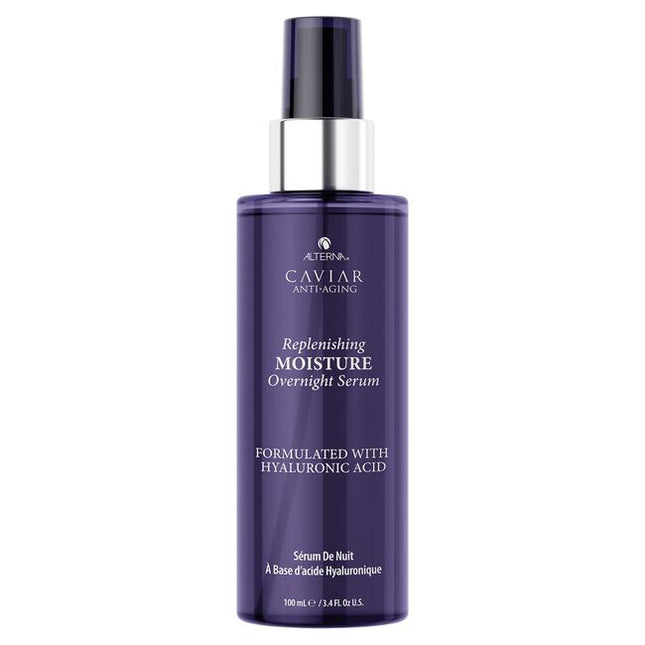 The Replenishing Moisture Overnight Serum is a non-greasy hair treatment that transforms dry, brittle hair overnight. It hydrates hair while you sleep, leaving dry hair feeling and looking nourished by morning. This pillow-safe formula doesn’t stain and protects or shields from thermal damage up to 450°F, making it an essential step in your nighttime ritual.