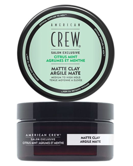 NEW American Crew Salon Exclusive Citrus Mint Matte Clay has a refreshing fragrance that blends cool mints and citruses and offers a long-lasting workable hold and control, allowing you to effortlessly create textured styles with a desirable matte finish. Perfectly suited for men seeking a controlled and defined look, American Crew Citrus Mint Matte Clay provides a medium/high hold without leaving any greasy residue.