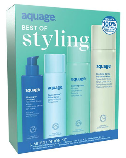A professional-grade hair styling collection designed to provide volume, shine, and long-lasting hold. This set features four of the brand's most popular styling products, all of which use AlgaePlex®—a proprietary blend of marine botanicals designed to nourish, strengthen, and protect hair.