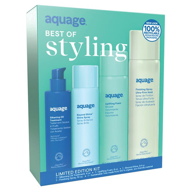 A professional-grade hair styling collection designed to provide volume, shine, and long-lasting hold. This set features four of the brand's most popular styling products, all of which use AlgaePlex®—a proprietary blend of marine botanicals designed to nourish, strengthen, and protect hair.