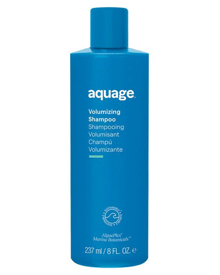 Aquage Volumizing Shampoo leaves hair full of body and deeply cleanses without stripping hair color.