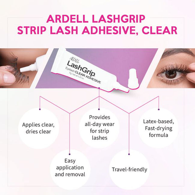Adhesive is best used on strip lashes. It is a latex based adhesive meant to be temporary and can be removed quite easily.