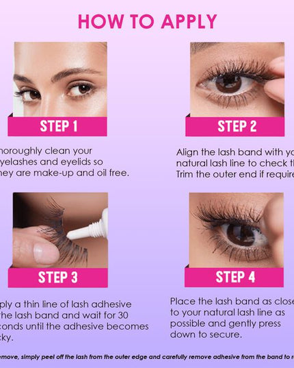 Adhesive is best used on strip lashes. It is a latex based adhesive meant to be temporary and can be removed quite easily.