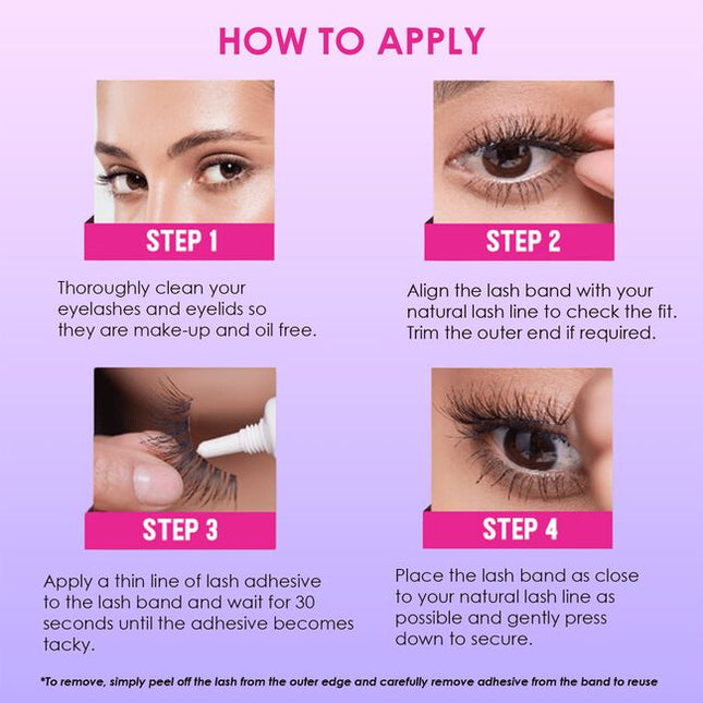 Adhesive is best used on strip lashes. It is a latex based adhesive meant to be temporary and can be removed quite easily.