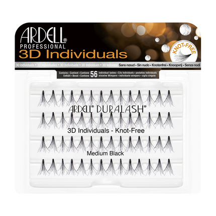 Ardell offers multi-dimensional individuals that create the most fluttery lash look that is easily customizable by length and volume. 3D Individuals Medium Knot-free Medium Black.