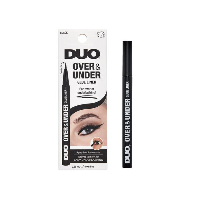 Take your lash look to the next level with the Duo Over &amp; Under Glue Liner in bold black. Whether you’re creating a statement strip lash look on top or securing underlash clusters below, this 2-in-1 multitasking pen combines the drama of eyeliner with the strength of lash adhesive. Its ultra-pigmented black formula adds rich definition while securing your lashes in place—all in a single swipe. Designed with a soft precision felt tip, it gives you clean control for a seamless lash application every time.