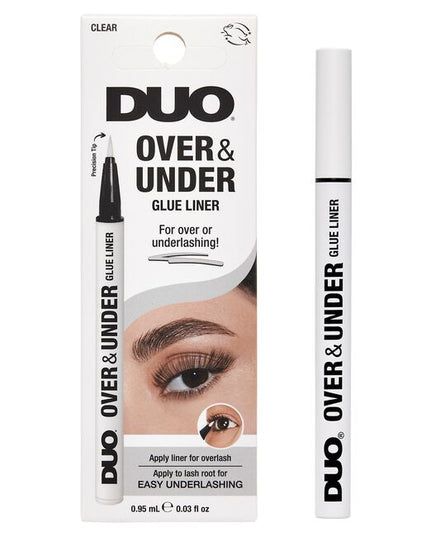 When you want your lashes to shine—not your glue—reach for the Duo Over &amp; Under Glue Liner in invisible clear. This no-show adhesive pen is made for underlash application, cluster lashes, and minimalist looks. Its clear-drying formula delivers all the staying power without leaving a trace, while the soft felt tip offers flawless control for clean, mess-free placement underneath the lash line.