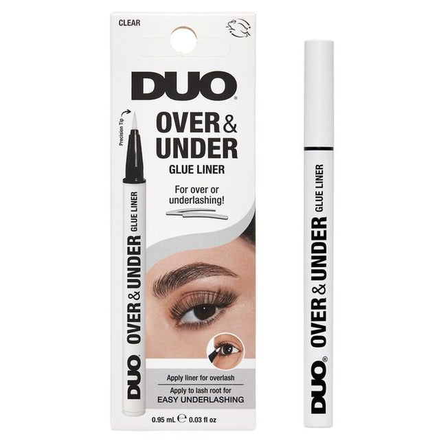 When you want your lashes to shine—not your glue—reach for the Duo Over &amp; Under Glue Liner in invisible clear. This no-show adhesive pen is made for underlash application, cluster lashes, and minimalist looks. Its clear-drying formula delivers all the staying power without leaving a trace, while the soft felt tip offers flawless control for clean, mess-free placement underneath the lash line.