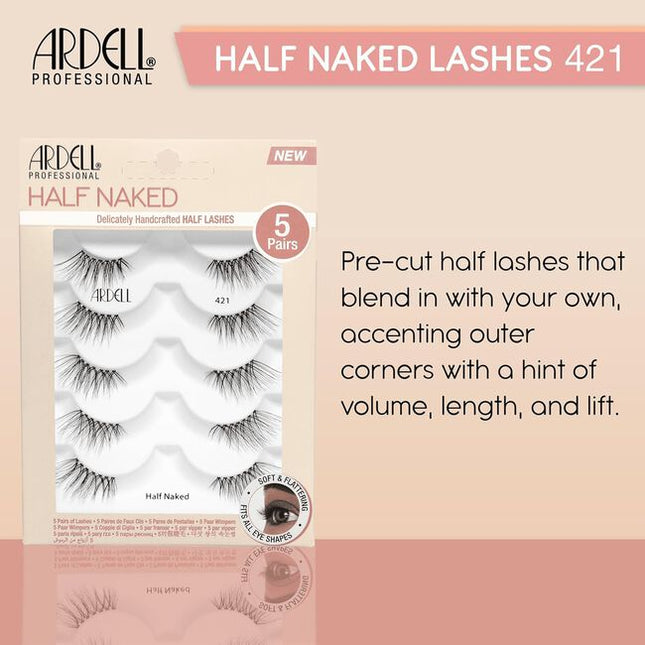 Pros do it all the time. And now Ardell made the viral half lash hack even easier with Half Naked Lashes. Ditch the scissors and cut the trimming step out of your routine. No measuring, no crooked cuts, no mistakes. Ardell's precut half lashes are easier to apply, control and customize than a full strip, making them ideal for beginners. 