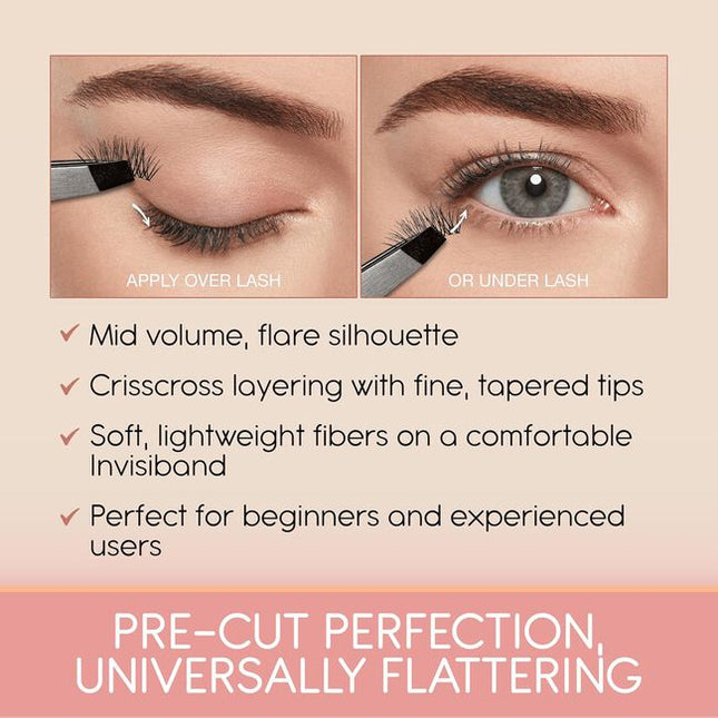 Pros do it all the time. And now Ardell made the viral half lash hack even easier with Half Naked Lashes. Ditch the scissors and cut the trimming step out of your routine. No measuring, no crooked cuts, no mistakes. Ardell's precut half lashes are easier to apply, control and customize than a full strip, making them ideal for beginners. 
