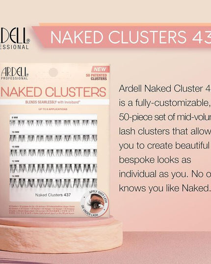 Looking for a style that flawlessly blends in with lashes but makes eye stand out? Naked Clusters 437 upgrades your gaze with a captivating natural allure. From its delicate crisscross layering to its flicked-out, flared strands, the mid-volume lash adds airy fullness and dimension for natural yet noticeable enhancement. 