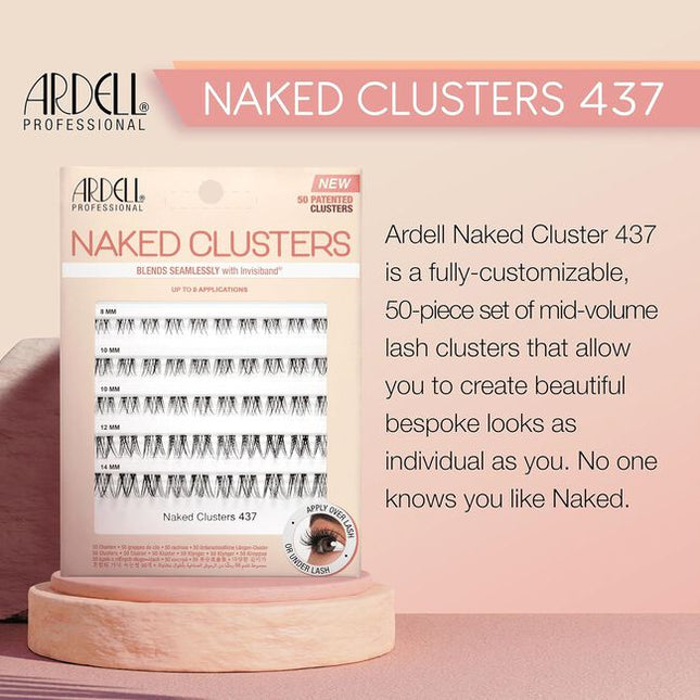 Looking for a style that flawlessly blends in with lashes but makes eye stand out? Naked Clusters 437 upgrades your gaze with a captivating natural allure. From its delicate crisscross layering to its flicked-out, flared strands, the mid-volume lash adds airy fullness and dimension for natural yet noticeable enhancement. 