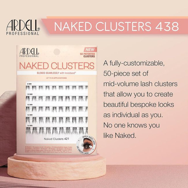 438 is the pinnacle of Naked style, making its point with a modern spikey effect. The fluttery, mid-volume lash spikes at the center for a textural modern edge while a crisscross pattern and varied lengths add to the feathery natural finish. Perfect for anyone who wants fuller-looking lashes that feel like nothing on. 