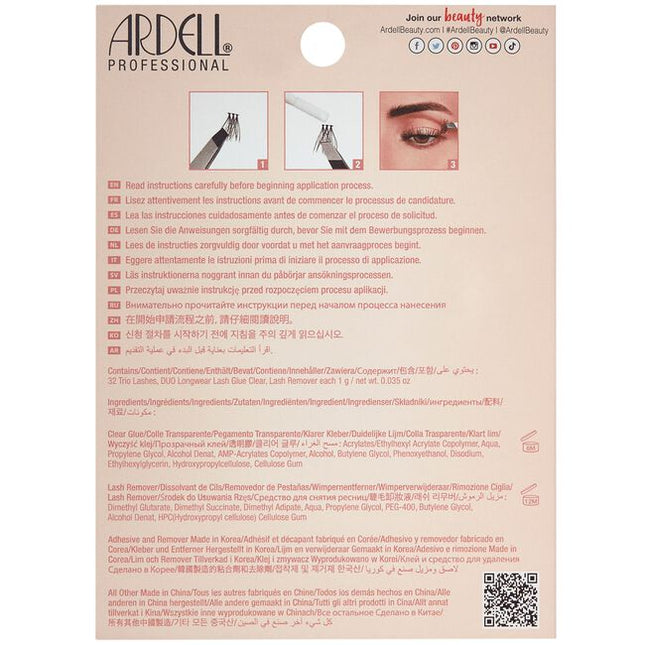 Naked Trios combines 3 individual lashes on one superfine Invisiband for 3 times faster lash application! Wider surface lash base makes it easier to grip with tweezers. A mix of short, medium, and long lengths, lets you control the result. Amp up the entire lash line or add fullness where you want. Build up your look from day to night. Fill in gaps, accent, customize with different layers and lengths. Natural or knockout, subtle or stunning, under or over lash application -- you call the shots. 