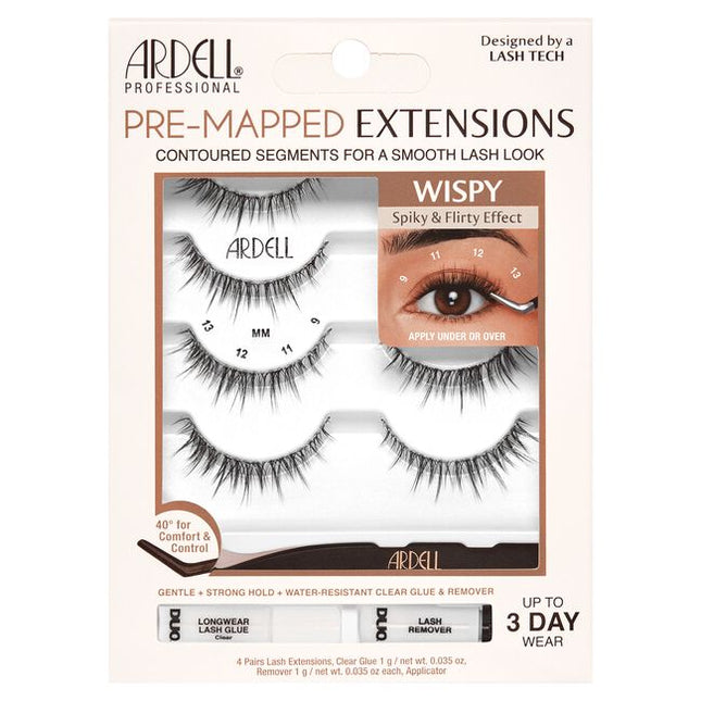 Created by a Professional Lash Technician for You. Where Lash Artistry meets Simplicity... Pre-Mapped Extensions provide the most popular salon looks in the comfort of your own home. Pre-mapped segments provide a smooth lash look without the abrupt steps of clusters, and without guessing what, where or how to apply.