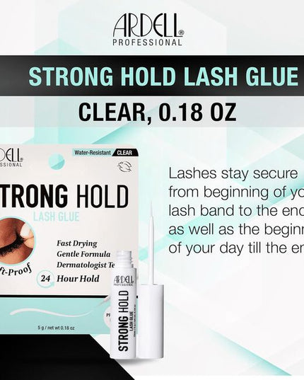 Introducing the Strong Hold Lash Glue, the essential lash glue that ticks all the boxes. This lash glue is engineered with a powerful formula, providing a stronghold that keeps your falsies firmly in place all day long. Its water-resistant properties ensure lift-proof wear, making it perfect for any weather or teary-eyed moments.