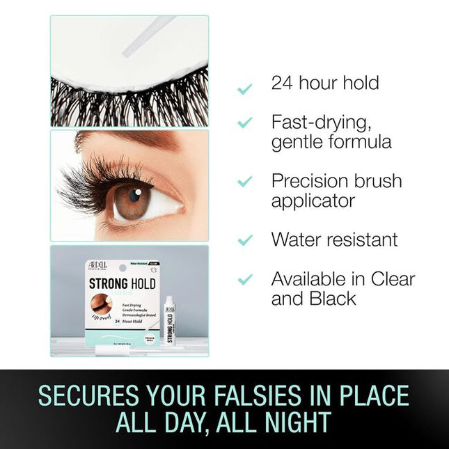 Introducing the Strong Hold Lash Glue, the essential lash glue that ticks all the boxes. This lash glue is engineered with a powerful formula, providing a stronghold that keeps your falsies firmly in place all day long. Its water-resistant properties ensure lift-proof wear, making it perfect for any weather or teary-eyed moments.