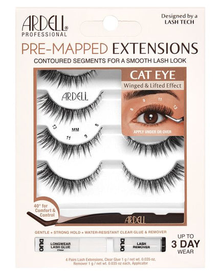 Created by a Professional Lash Technician for You. Where Lash Artistry meets Simplicity... Pre-Mapped Extensions provide the most popular salon looks in the comfort of your own home. Pre-mapped segments provide a smooth lash look without the abrupt steps of clusters, and without guessing what, where or how to apply.