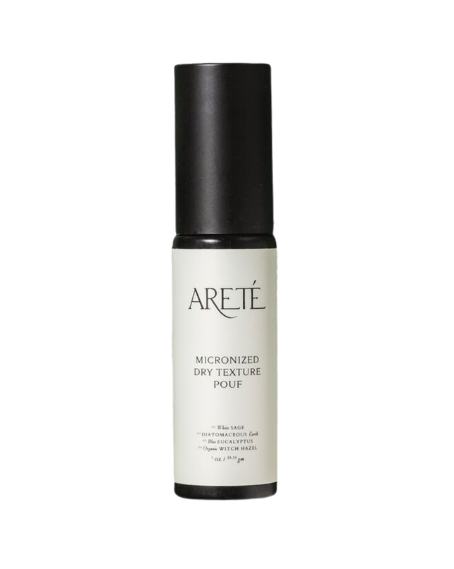 Herbaceous, purifying, and impossibly weightless, ARETÉ’s Micronized Dry Texture Pouf is a modern ritual powder designed to volumize, texturize, refresh, and rebalance the scalp in a single transformative gesture.